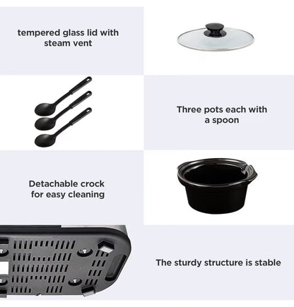 Sunvivi Slow Cooker, Triple Slow Cooker Buffet Server and Food Warmer,
