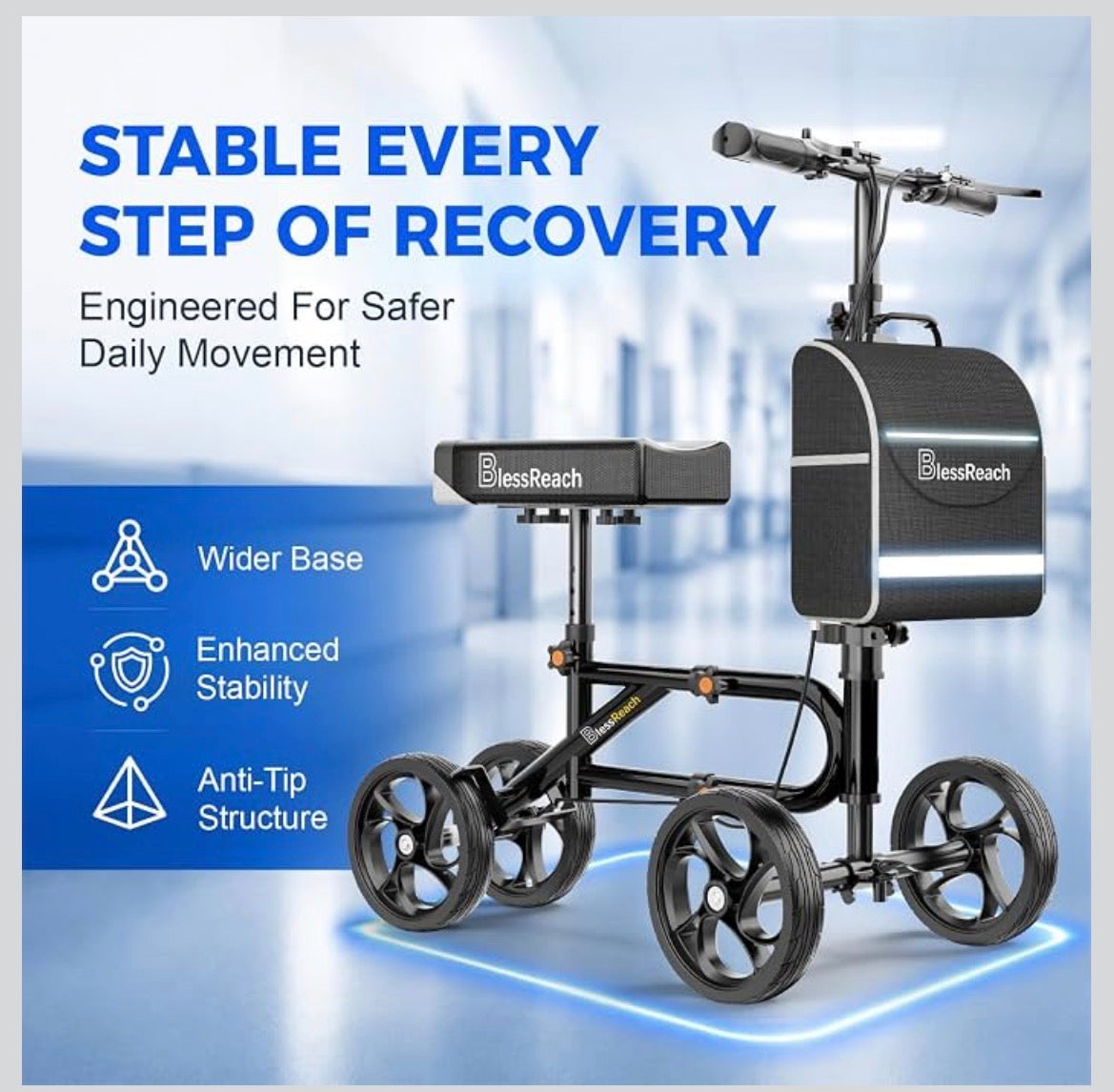 Knee Scooter Steerable Knee Walker for Foot Injuries ,Crutch Alternative