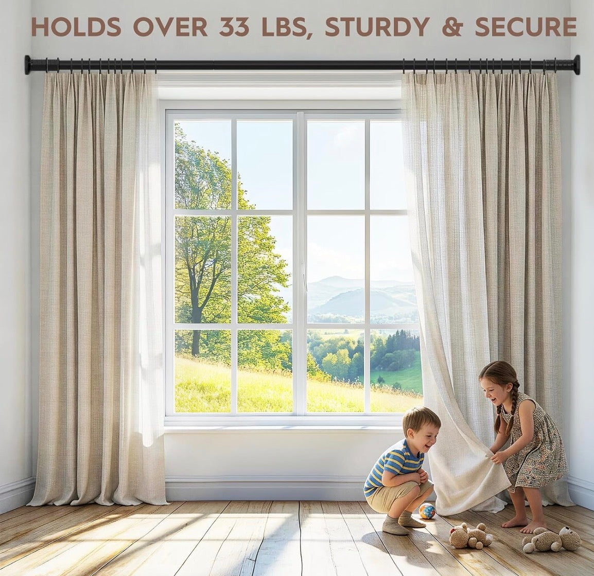 Tension Extra Long  Heavy Duty Curtain Rod
