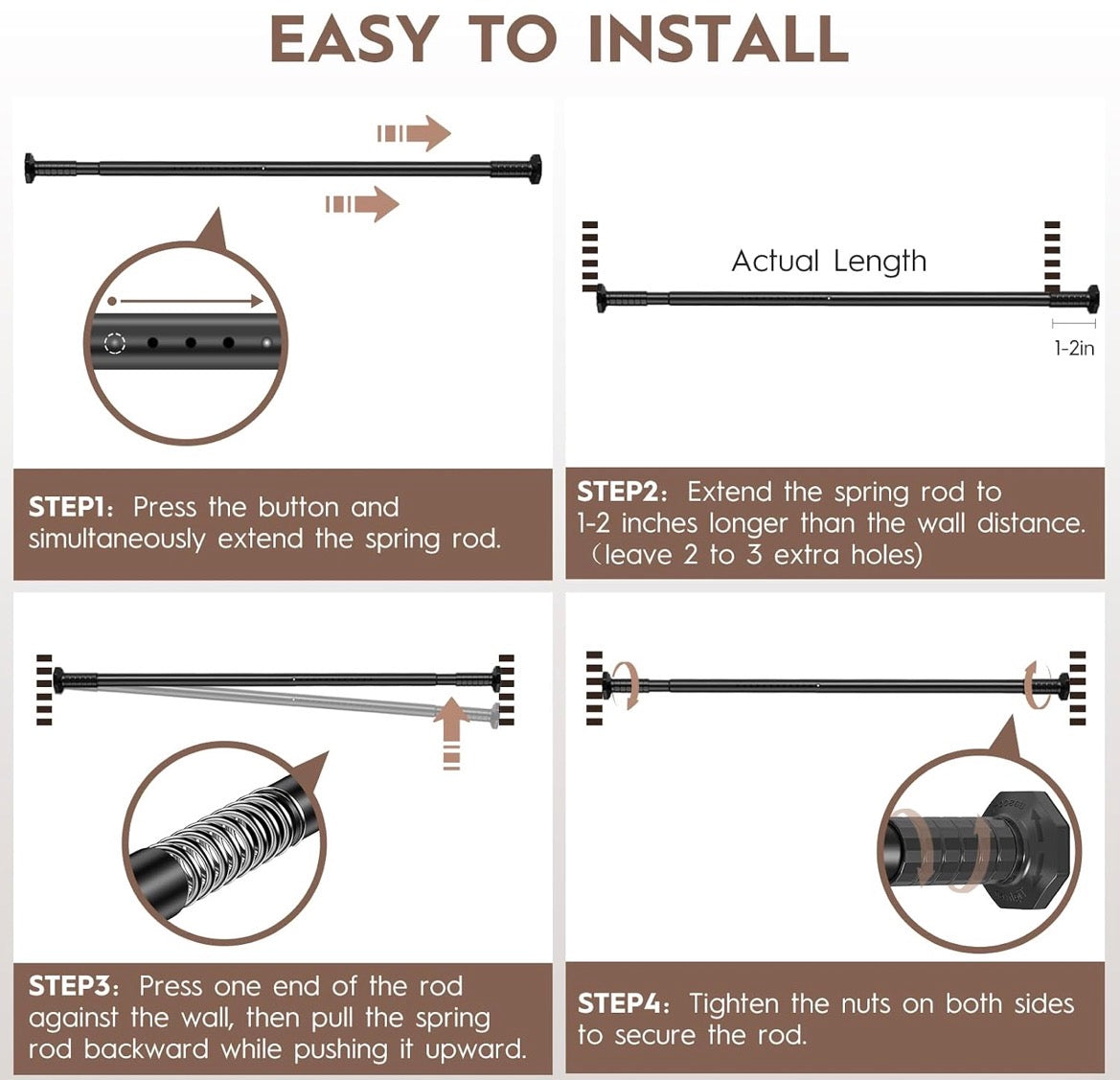 Tension Extra Long  Heavy Duty Curtain Rod