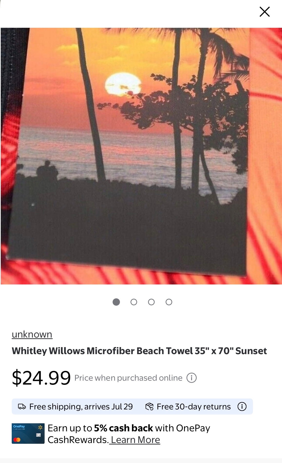 Whitley Willows Microfiber Beach Towel 35" × 70"