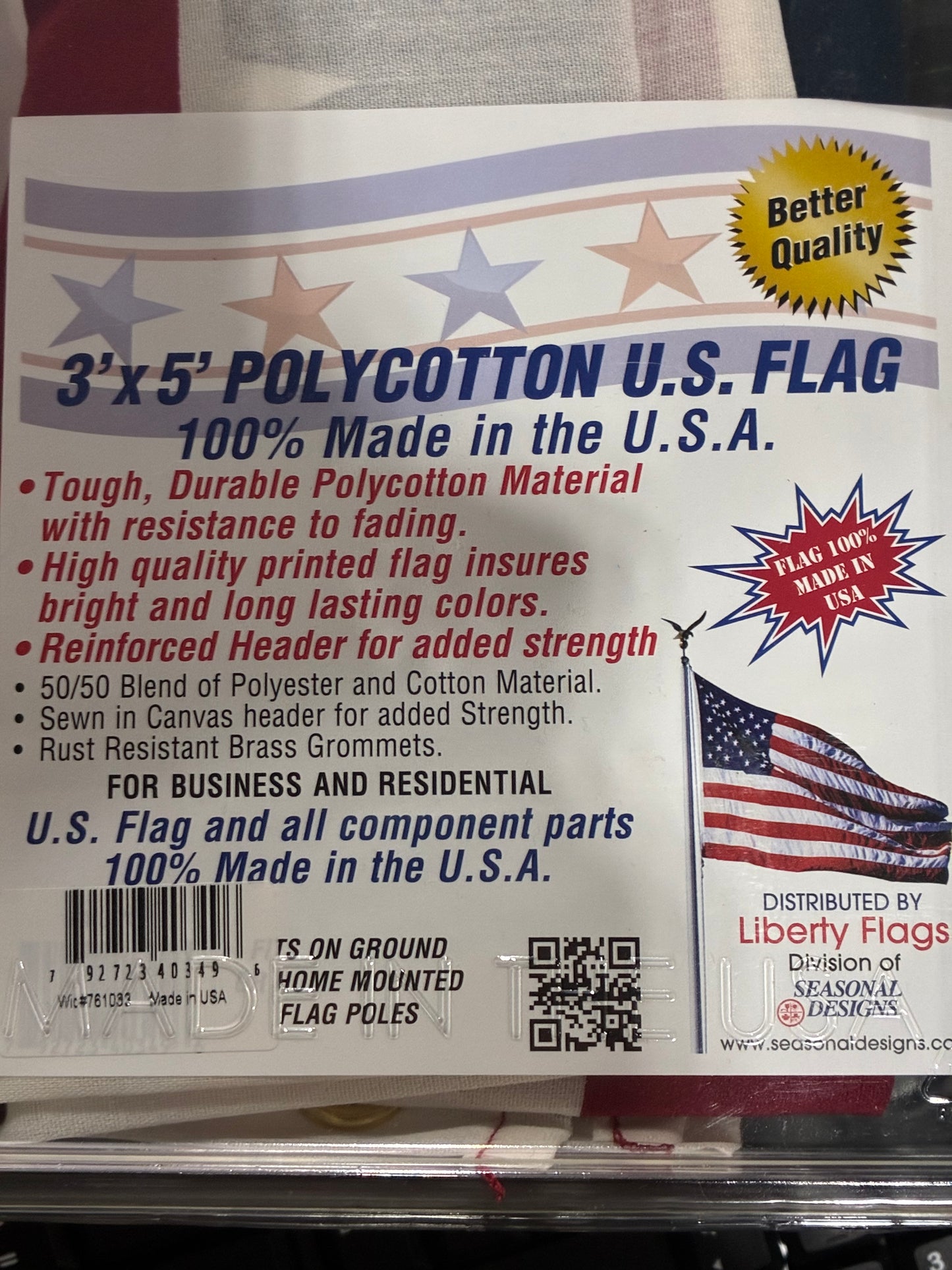 Shop Seasonal Designs 3 ft. x 5 ft. U.S. Flag Kit