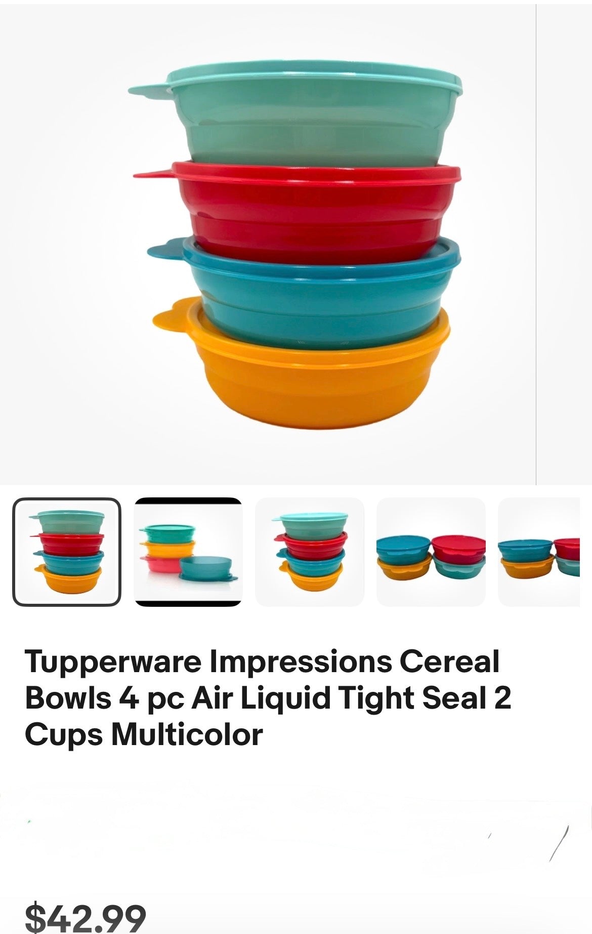 Tupperware Impressions Cereal Bowls 4 pc
