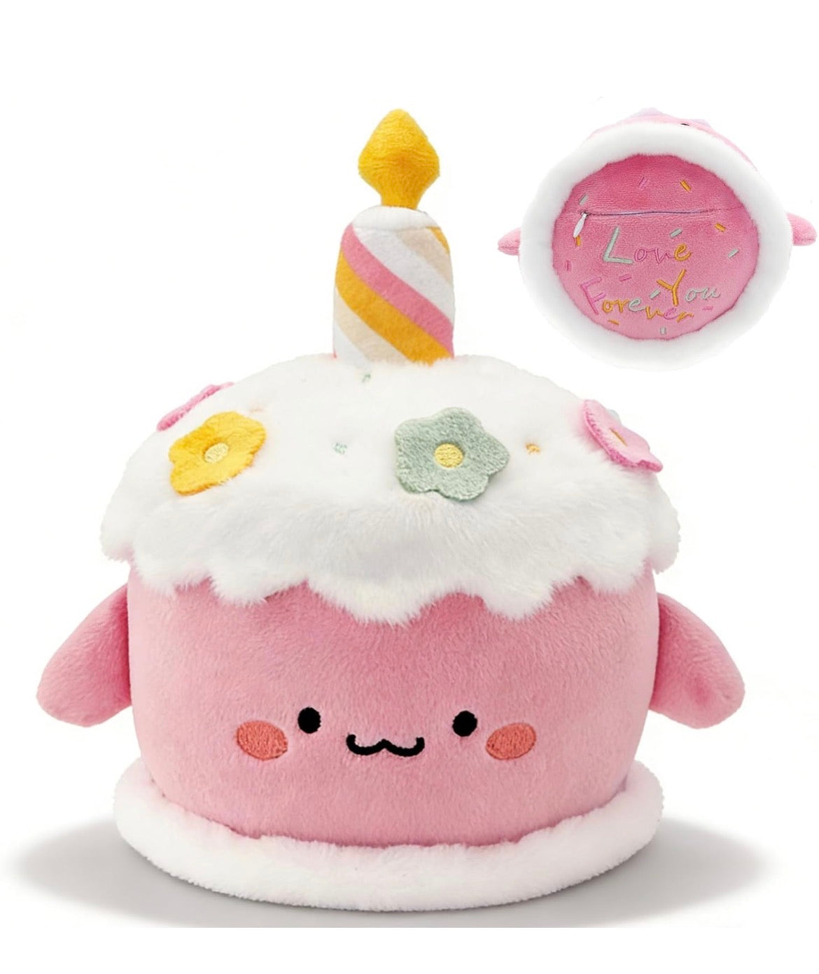 Birthday Cake Stuffed Toy  Dessert Plush with Hidden Pocket