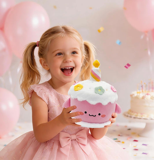 Birthday Cake Stuffed Toy  Dessert Plush with Hidden Pocket