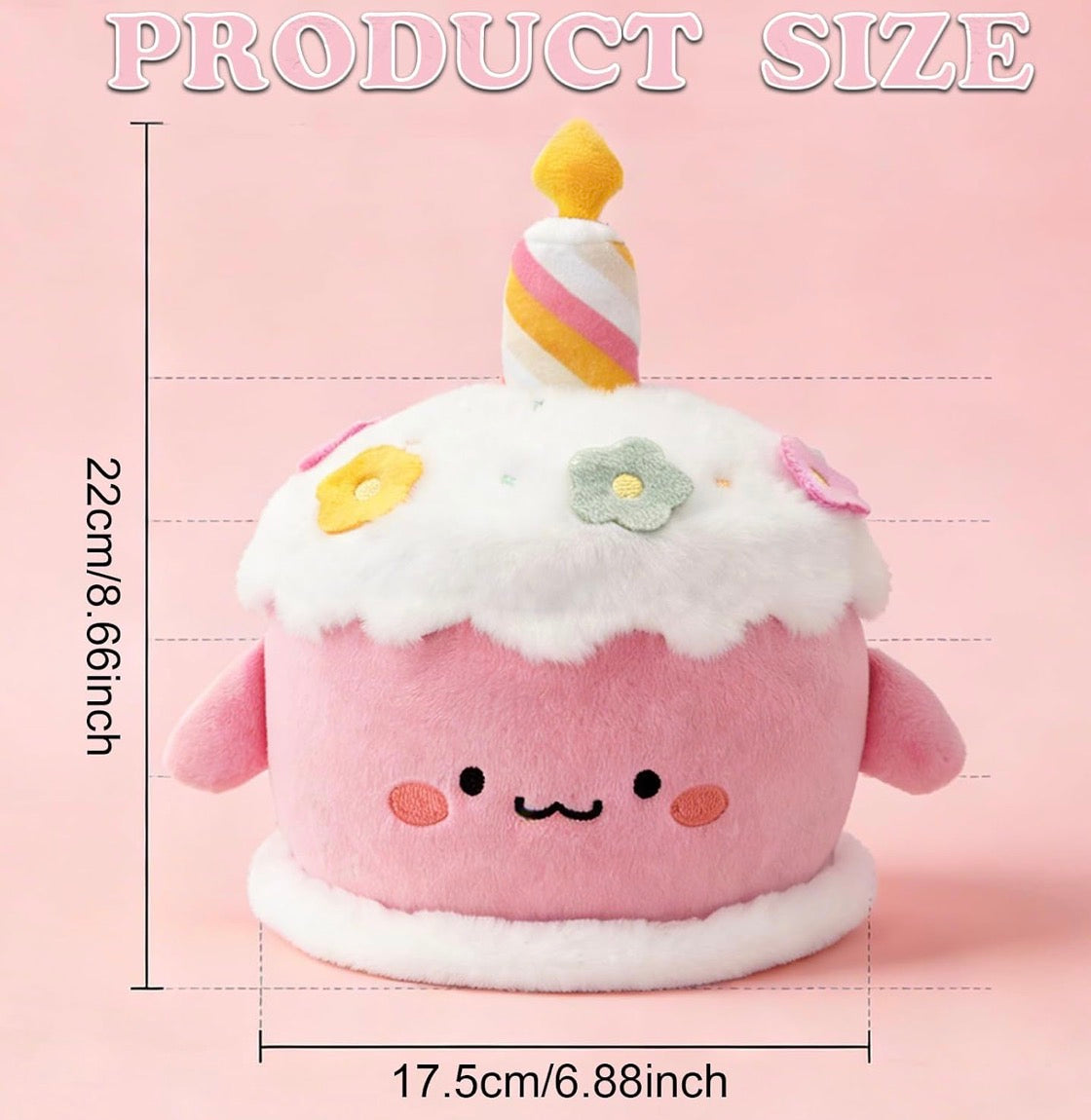 Birthday Cake Stuffed Toy  Dessert Plush with Hidden Pocket