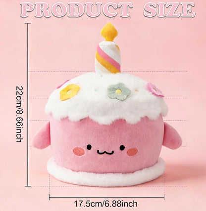 Birthday Cake Stuffed Toy  Dessert Plush with Hidden Pocket
