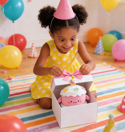 Birthday Cake Stuffed Toy  Dessert Plush with Hidden Pocket