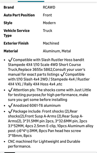 RCAWD Shocks/Suspension Arms
