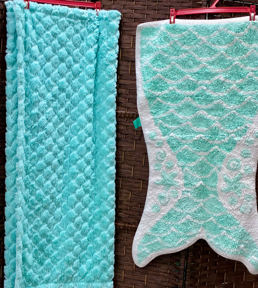 Teal Mermaid  Rug/ Throw