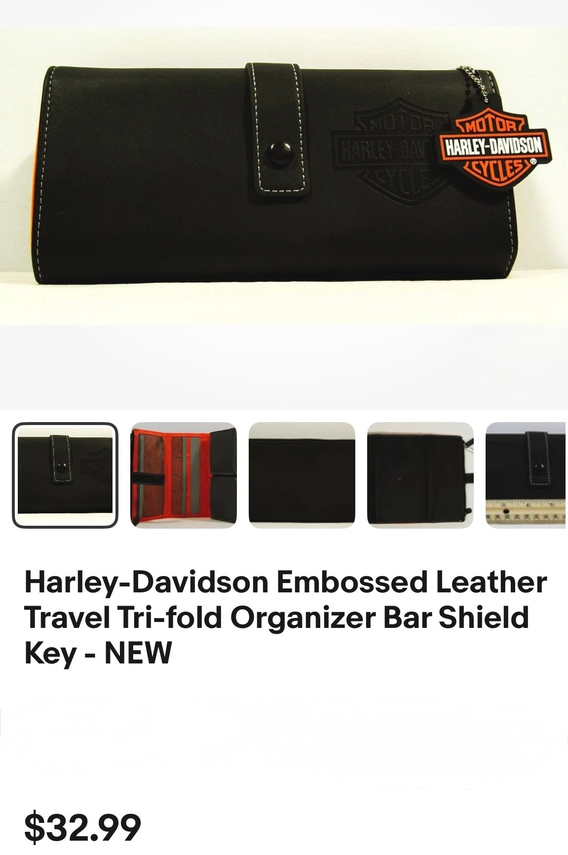 Harley-Davidson Embossed Leather Travel Tri-fold