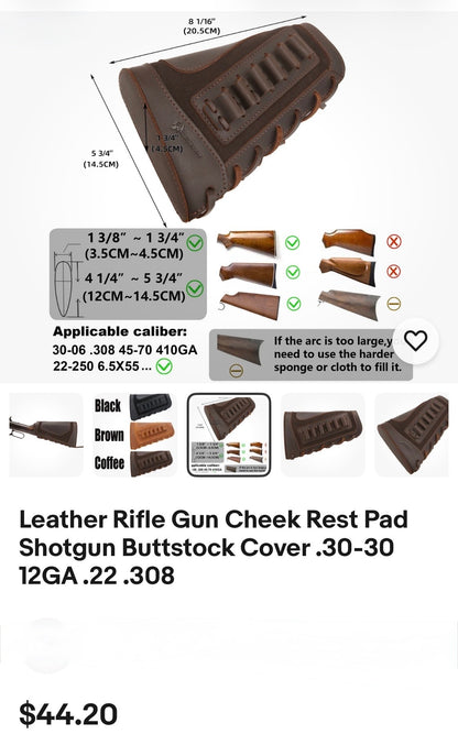 Waynes Dog -Leather Rifle Gun Cheek Rest Pad