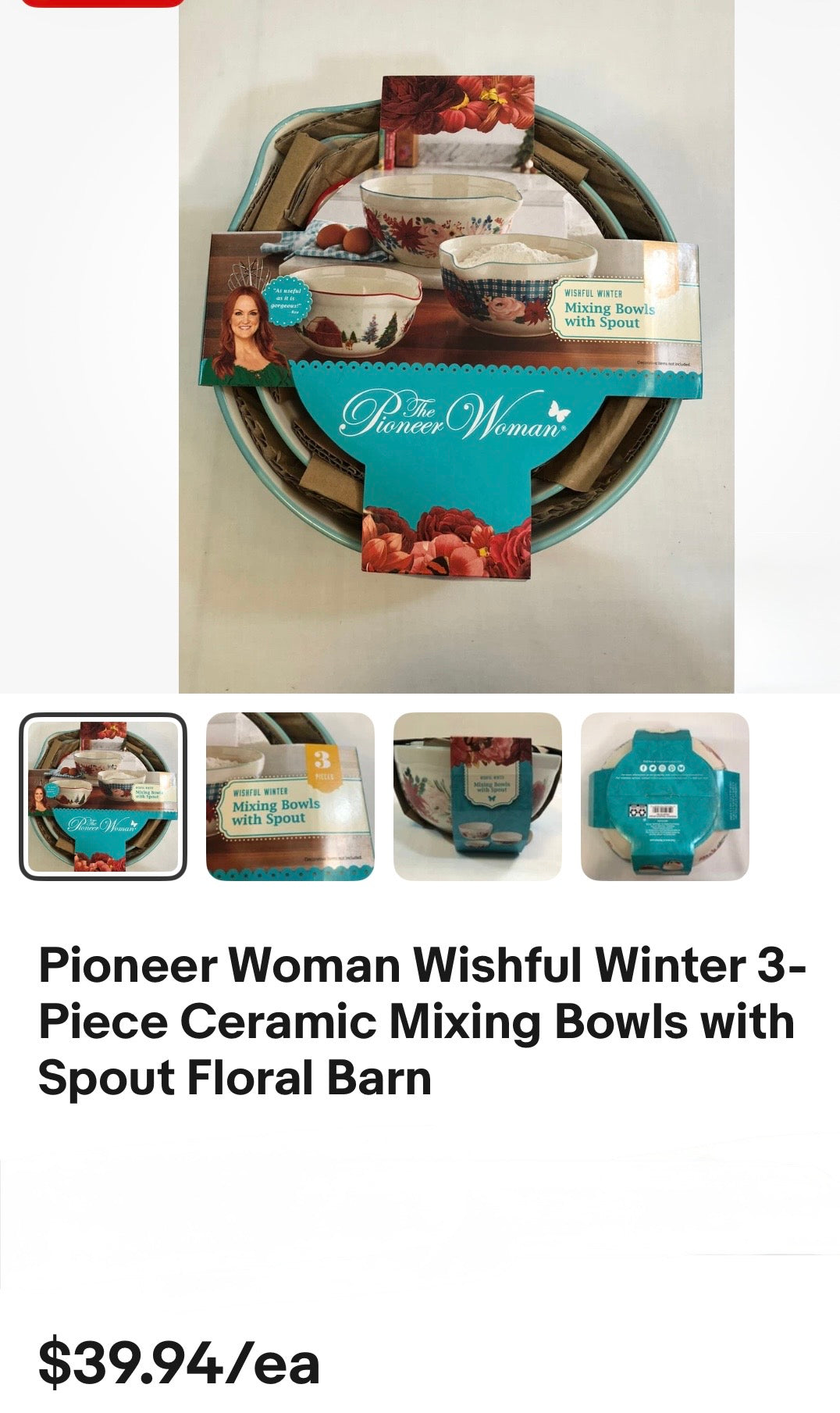 Pioneer Woman Mixing Bowl Set- Wishful Winter