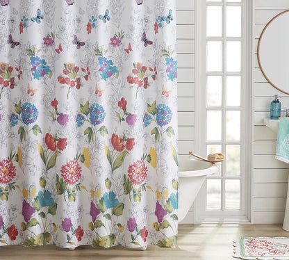 The Pioneer Woman Blooming Bouquet Floral Embroidered Cotton-Rich Shower Curtain,