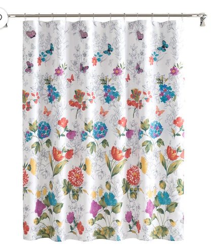 The Pioneer Woman Blooming Bouquet Floral Embroidered Cotton-Rich Shower Curtain,