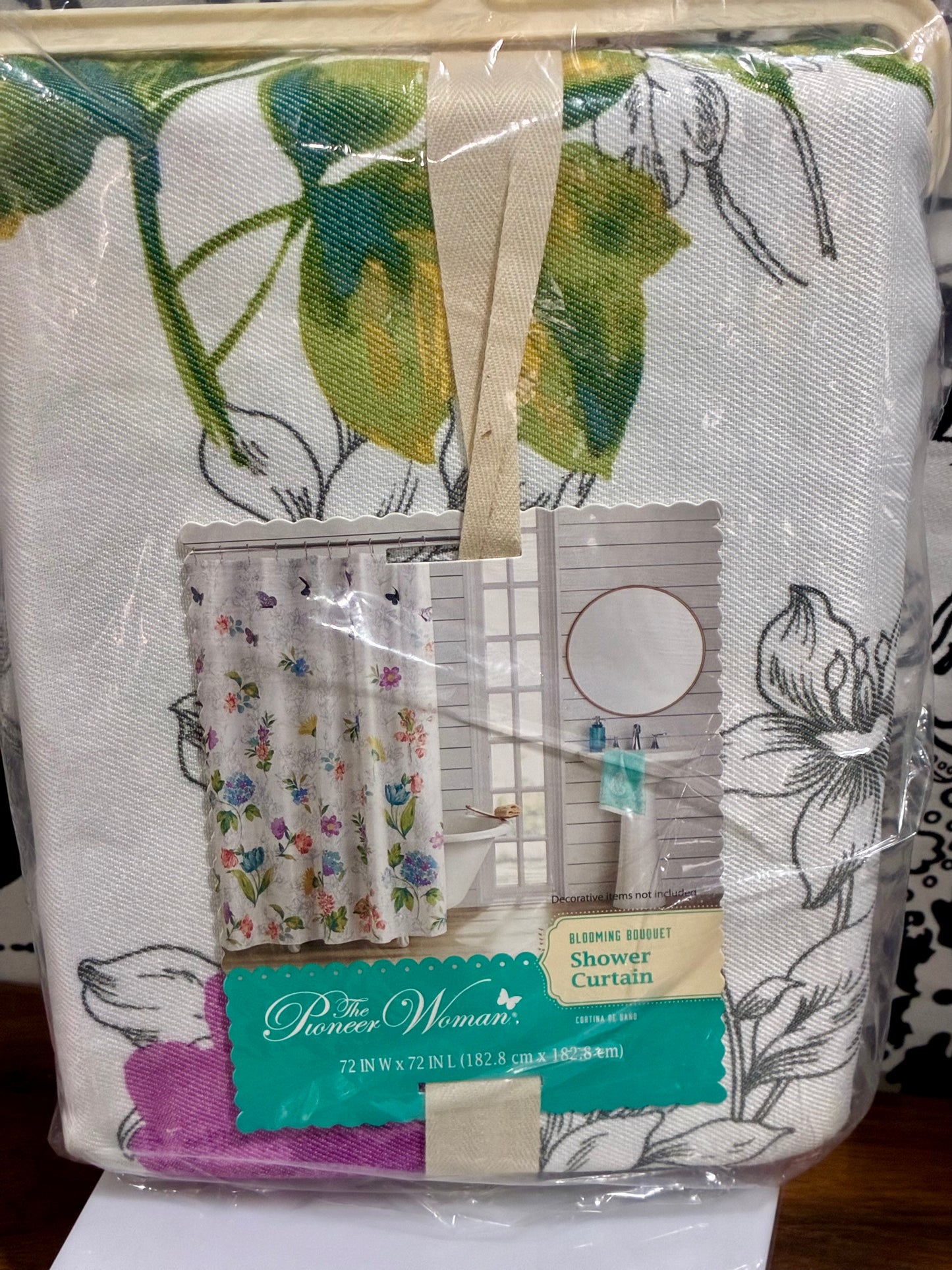 The Pioneer Woman Blooming Bouquet Floral Embroidered Cotton-Rich Shower Curtain,