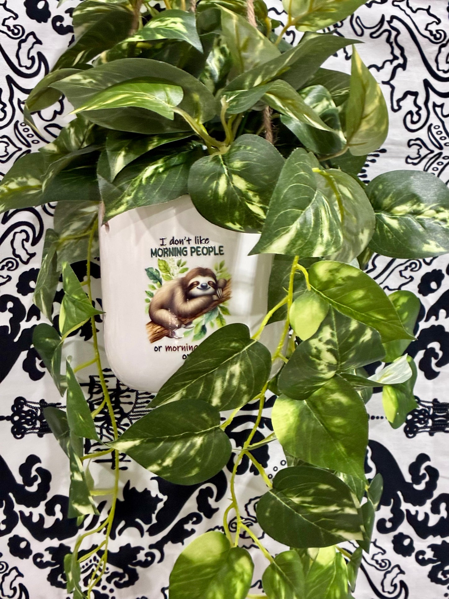Hanging Fake Plant/ Glass with Sass