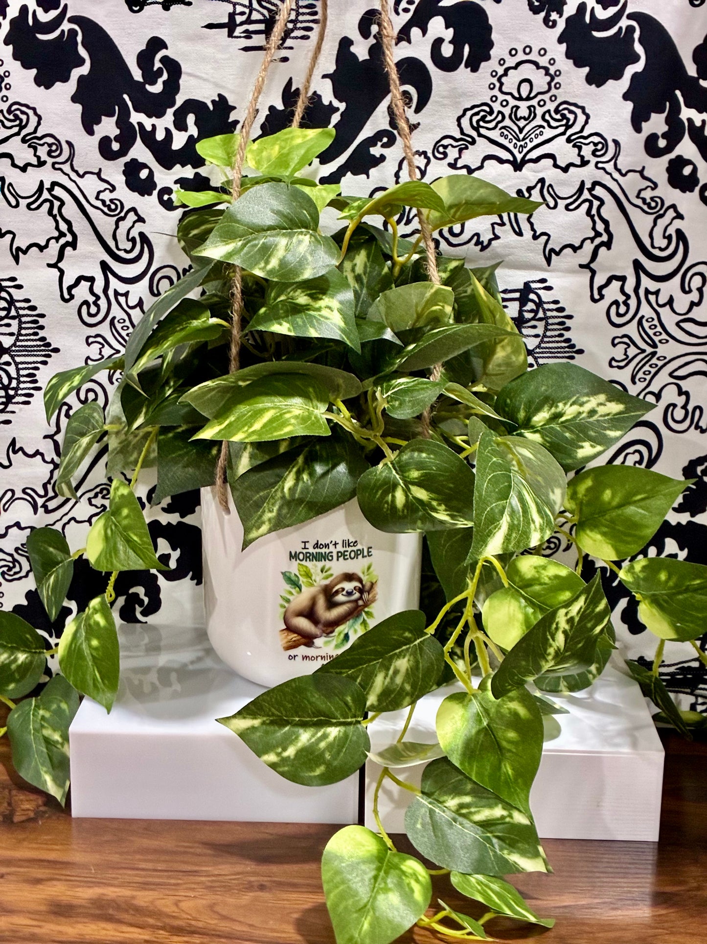 Hanging Fake Plant/ Glass with Sass