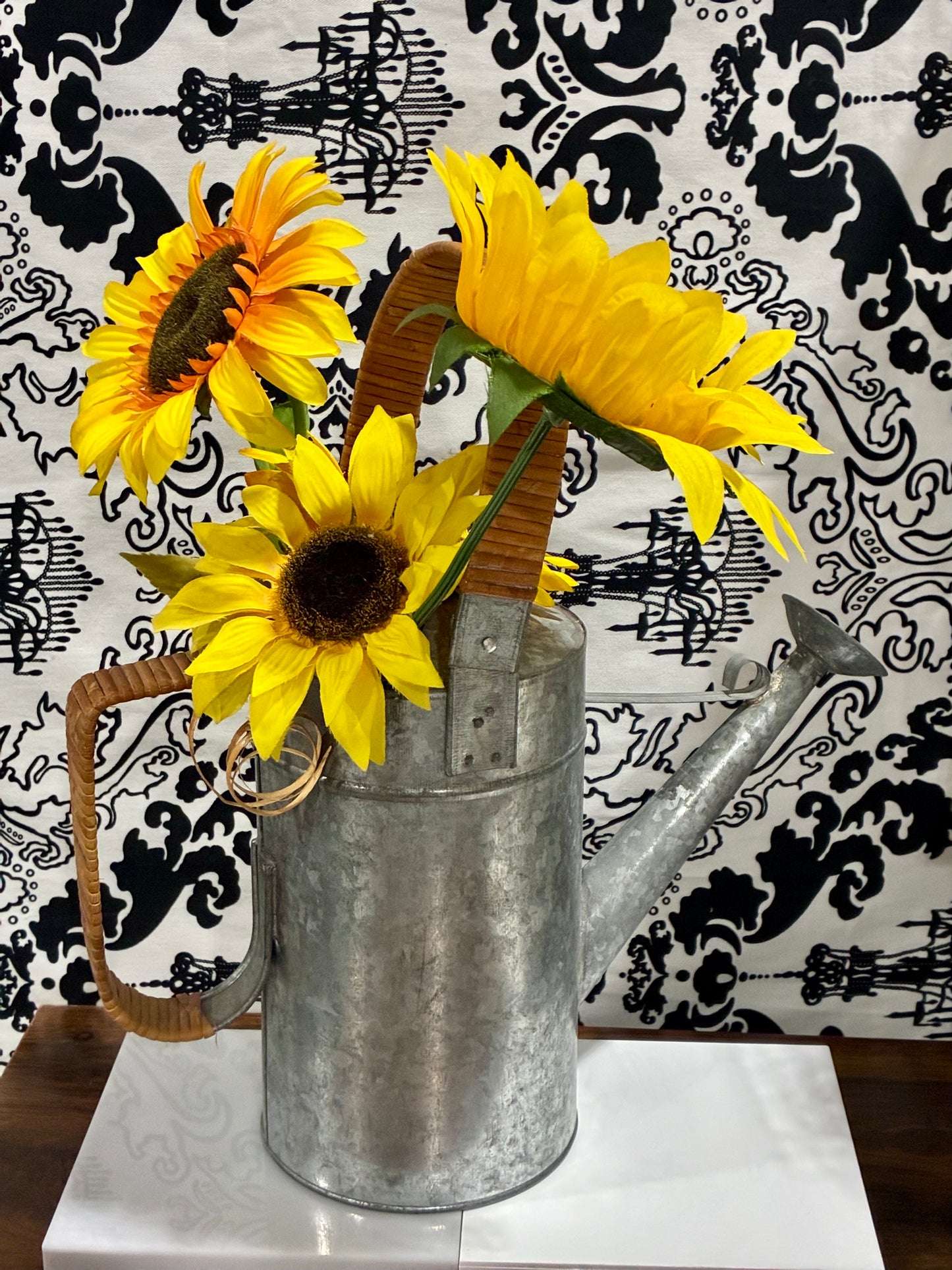 Metal Water Can With Sunflowers