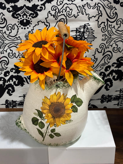 Sunflowers in Glass Pottery