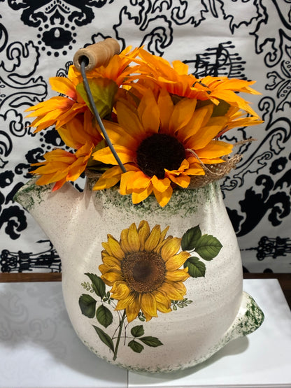 Sunflowers in Glass Pottery