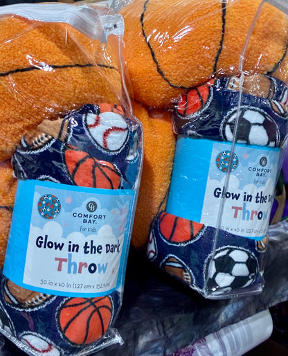 Basketball Theme ,Glow in the Dark Throw @ Pillows