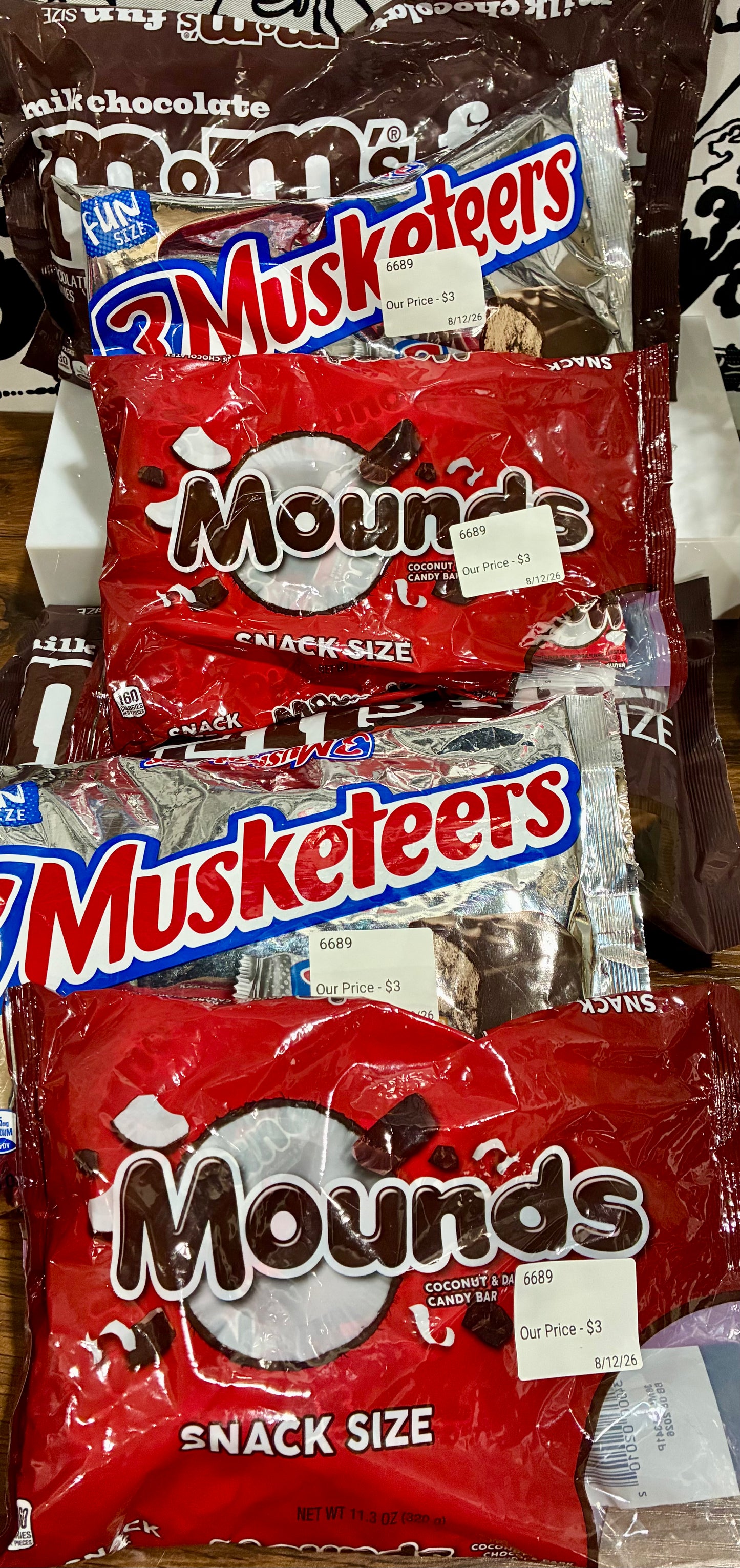 M @ Ms ,Mounds , @ # Musketeers , Sour Patch Snack Packs