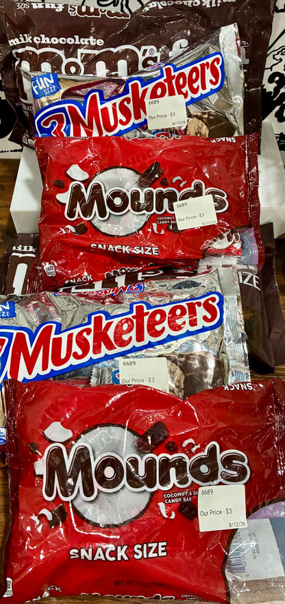 M @ Ms ,Mounds , @ # Musketeers , Sour Patch Snack Packs