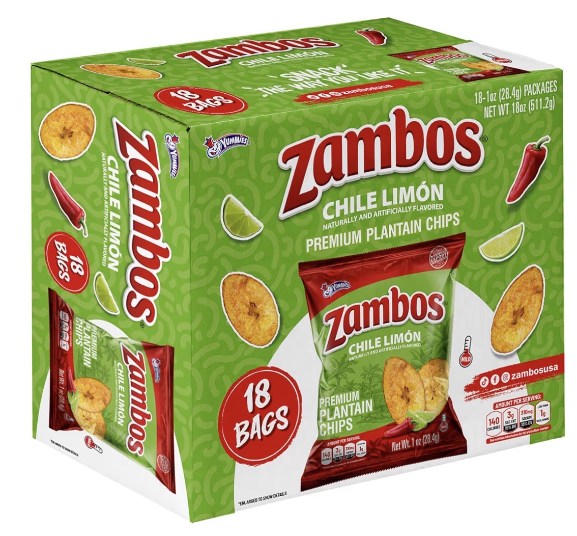Zambos Chile Limón Plantain Chips Box 18