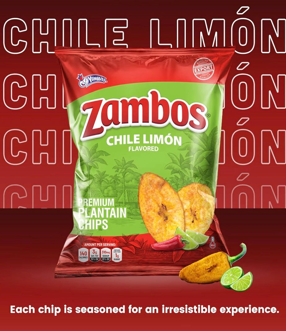 Zambos Chile Limón Plantain Chips Box 18