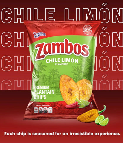 Zambos Chile Limón Plantain Chips Box 18