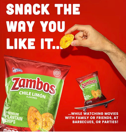 Zambos Chile Limón Plantain Chips Box 18