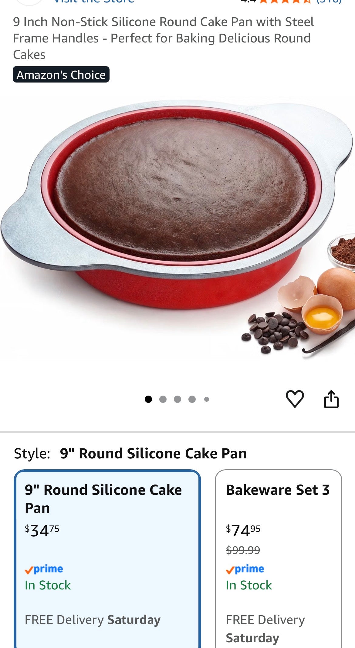 9 Inch Non-Stick Silicone Round Cake Pan with Steel Frame Handles