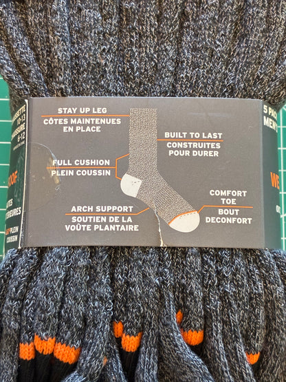 Weatherproof Vintage Men's Outdoor Wool Blend Crew Socks, 5 Pairs