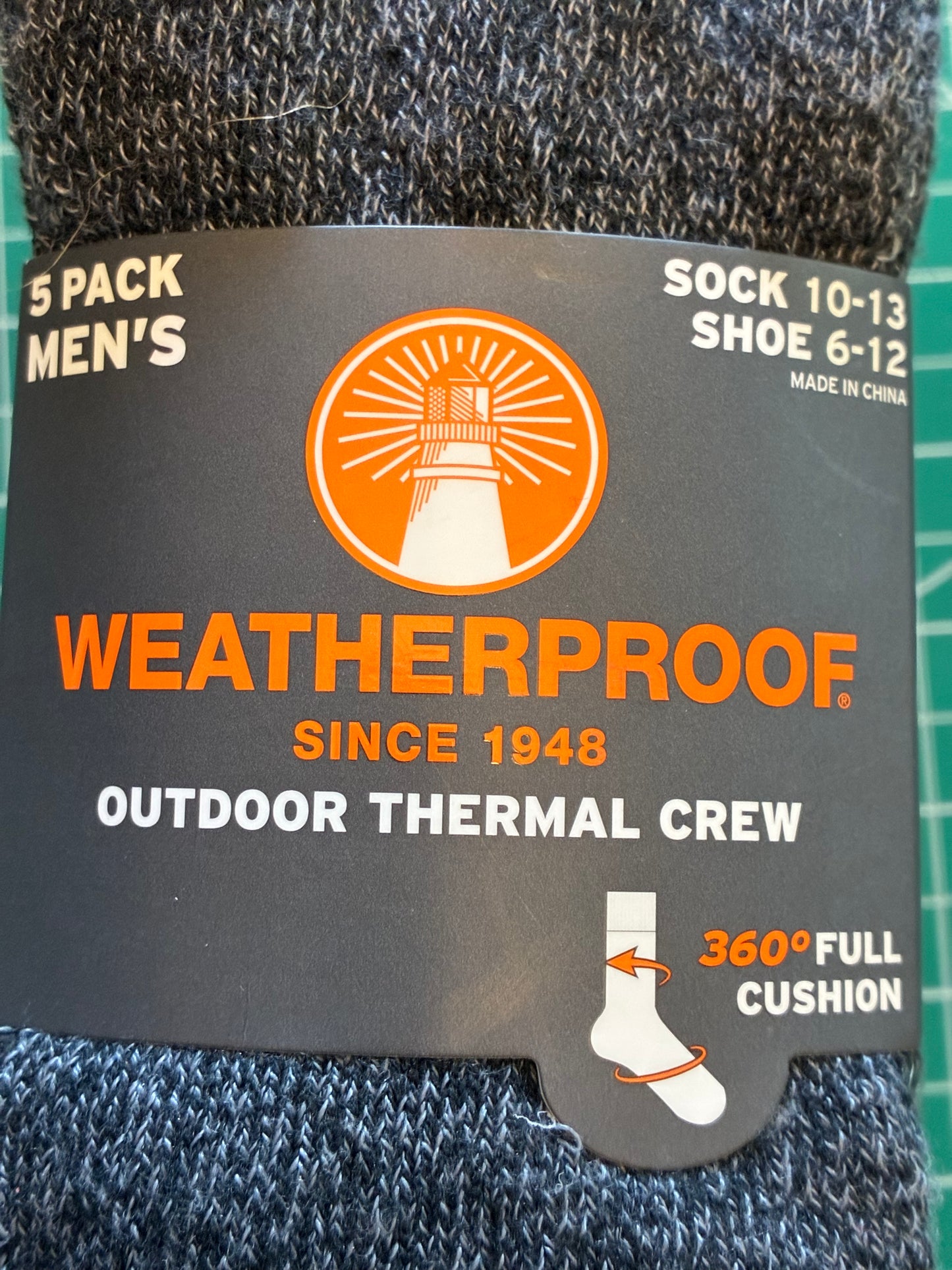 Weatherproof Vintage Men's Outdoor Wool Blend Crew Socks, 5 Pairs