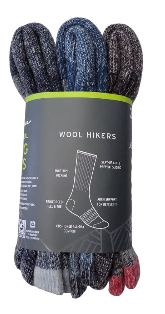 Eddie Bauer Machine Washable Moisture Wicking Merino Wool Hiking Socks, 3pk