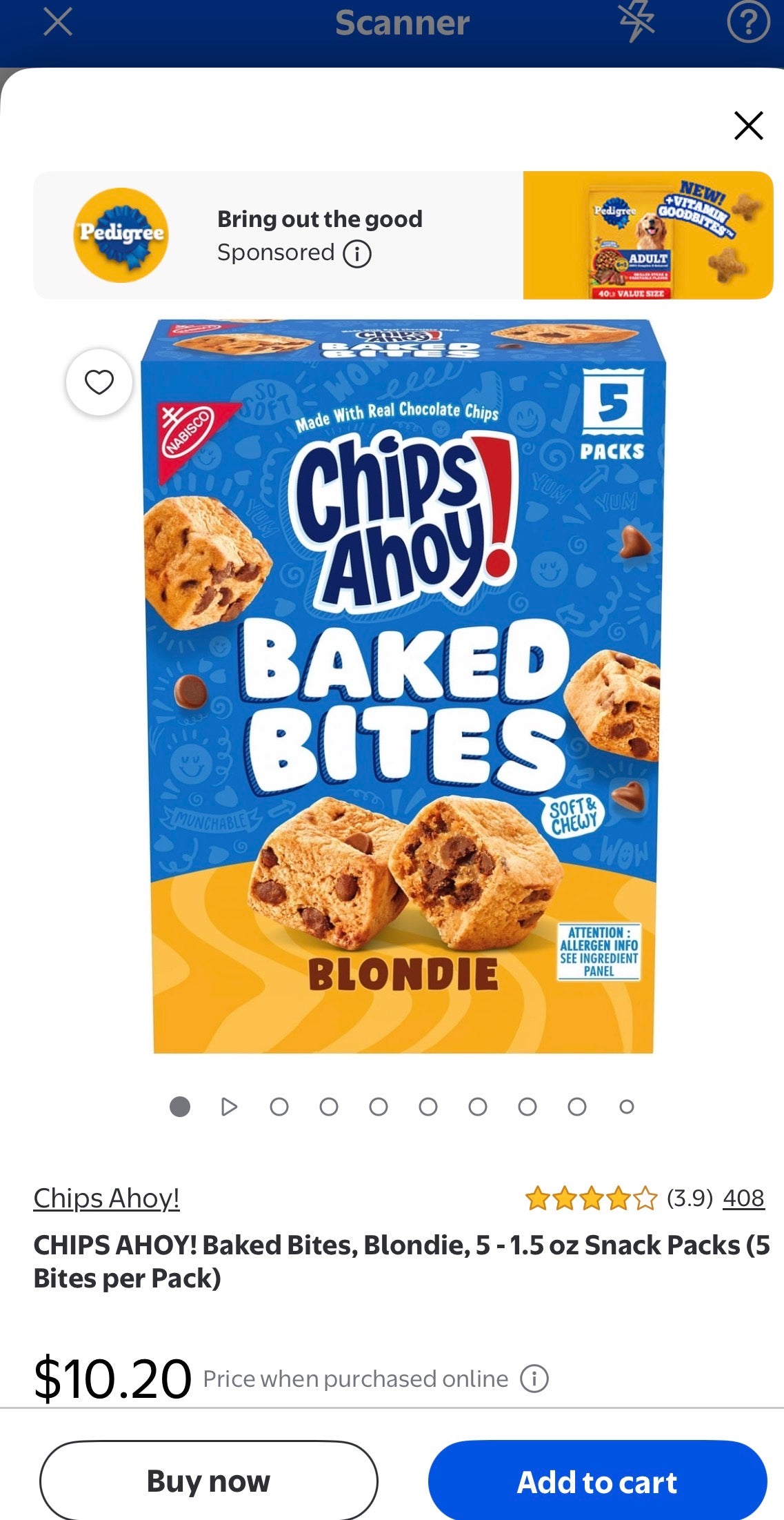 CHIPS AHOY! Baked Bites, Blondie, 5 - 1.5 oz Snack Packs