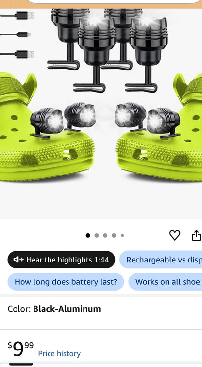 Headlights - 4pcs LED Lights for Shoes Charm