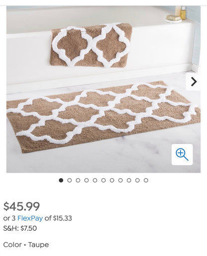100% Cotton Trellis 2-piece Bathroom Mat Set