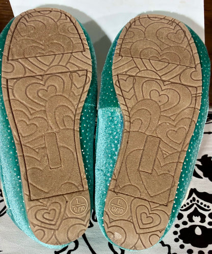 Target Girls Teal Sparkle Slippers size 9/10