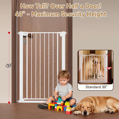 43 inch Tall Safety Dog Gate Adjustable 29.7-45.2 inch Extra-Wide Metal