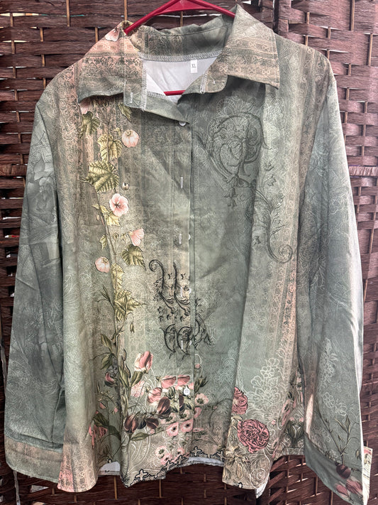 Green Boho Blouse