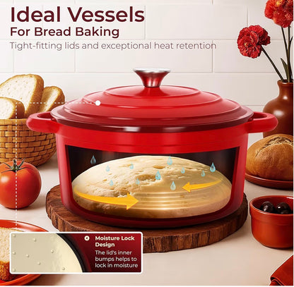 Kitchen Academy Red Enameled Cast Iron Cookware Set- 7Pcs