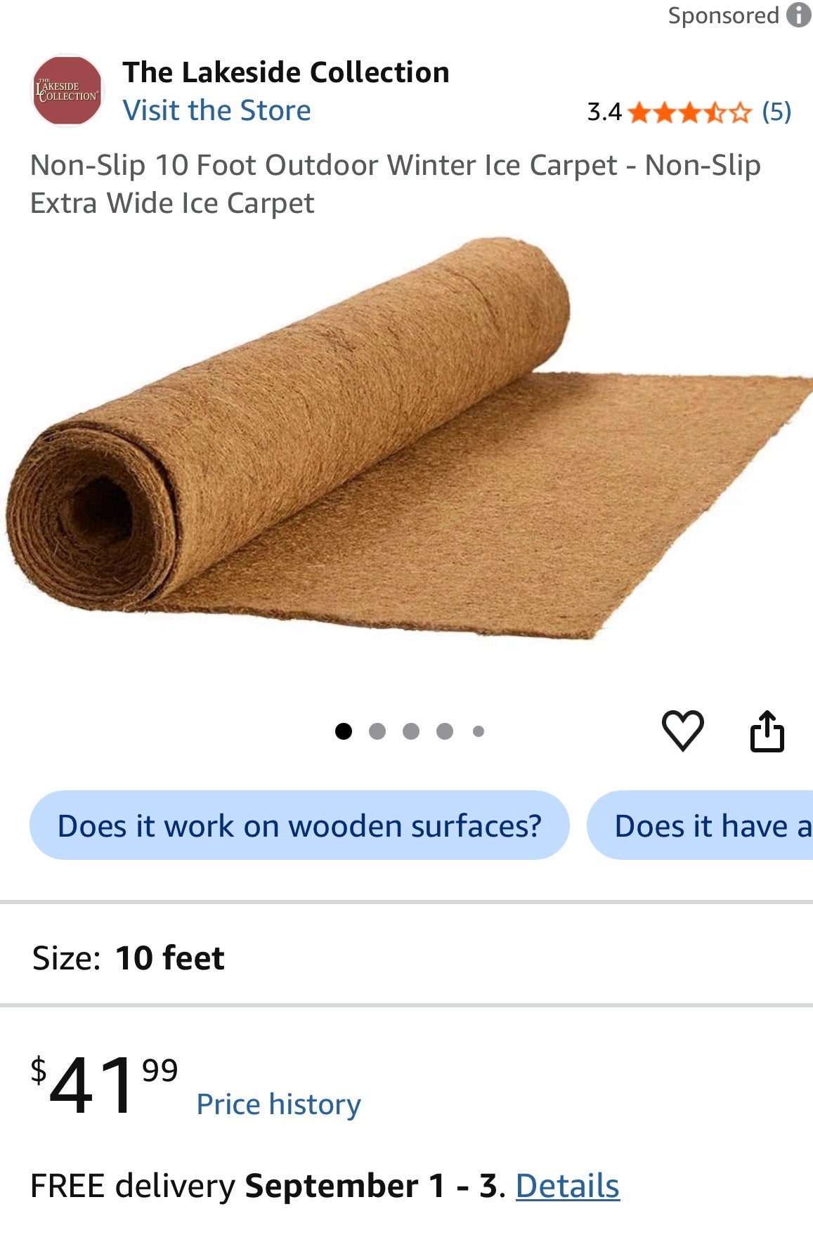 Non-Slip 10 Foot Outdoor Winter - Non-Slip Extra Wide Ice Carpet