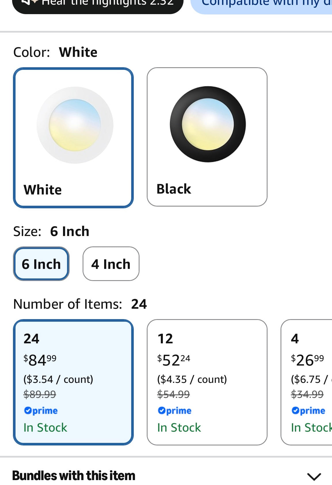 FREELICHT 24 Pack Retrofit LED Recessed Lighting 6 Inch, 5CCT, White