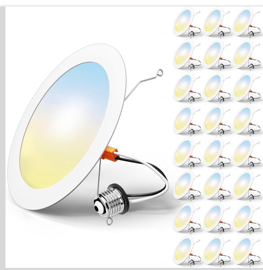 FREELICHT 24 Pack Retrofit LED Recessed Lighting 6 Inch, 5CCT, White
