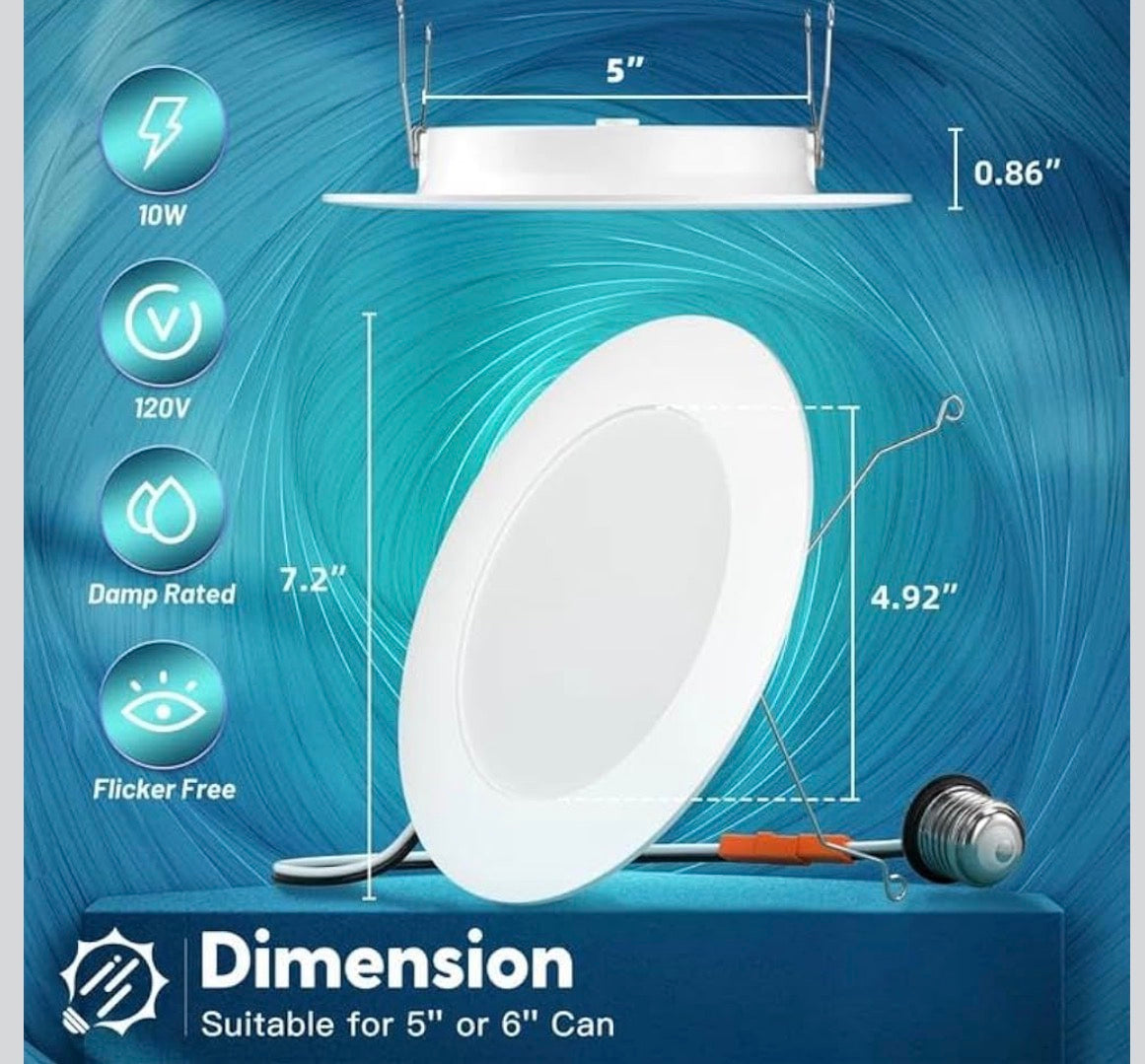 FREELICHT 24 Pack Retrofit LED Recessed Lighting 6 Inch, 5CCT, White