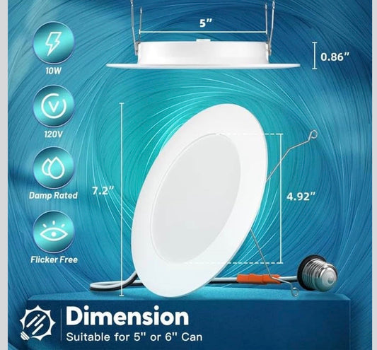 FREELICHT 24 Pack Retrofit LED Recessed Lighting 6 Inch, 5CCT, White