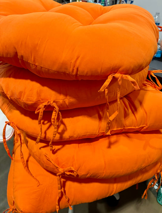 Orange Tuffed Chair Cushions 18 x 18 set of 2