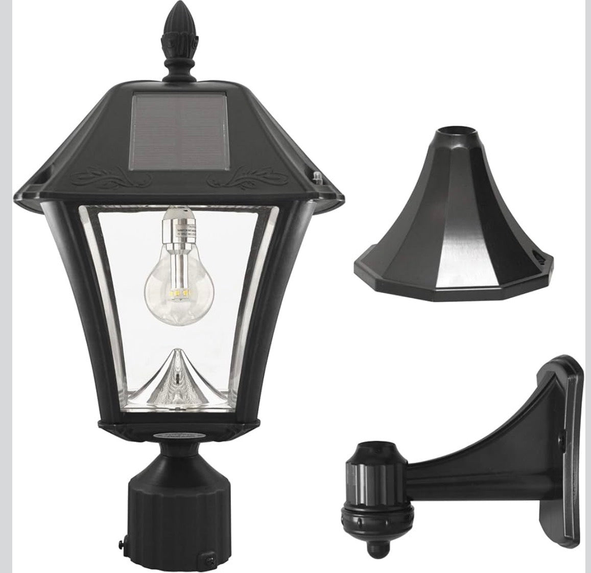 Gama Sonic Baytown II Bulb Black Solar Outdoor Post Light